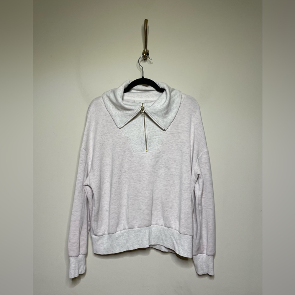 Varley Catherine Half Zip Sweat in Ivory Marl - Picture 5 of 8